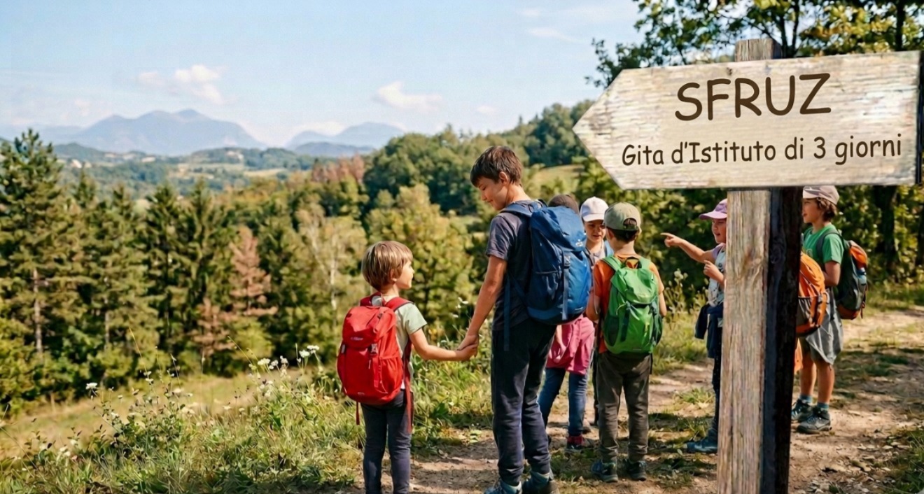 Bambini con valigie pronti per la gita